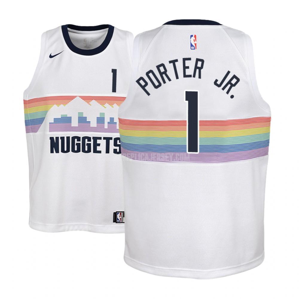 youth denver nuggets michael porter jr 1 white city edition replica jersey