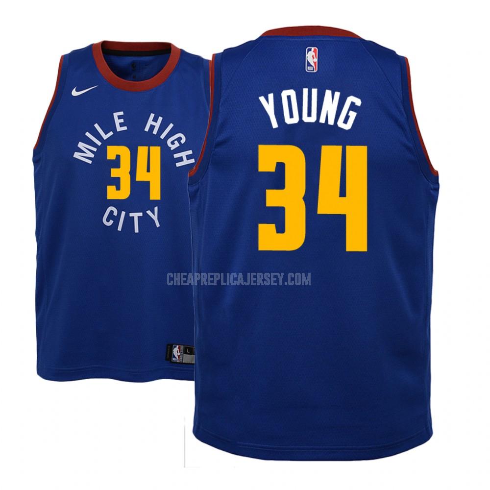 youth denver nuggets nick young 34 blue statement replica jersey