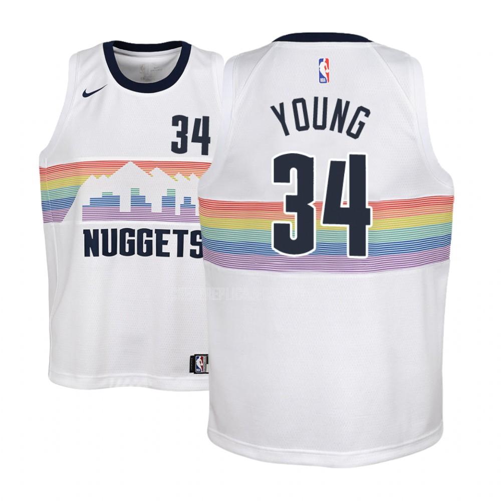youth denver nuggets nick young 34 white city edition replica jersey