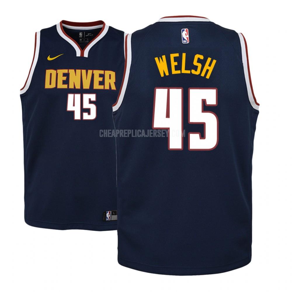 youth denver nuggets thomas welsh 45 navy icon replica jersey