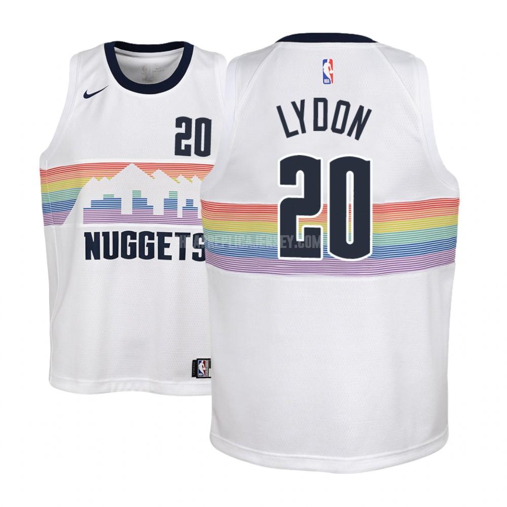 youth denver nuggets tyler lydon 20 white city edition replica jersey