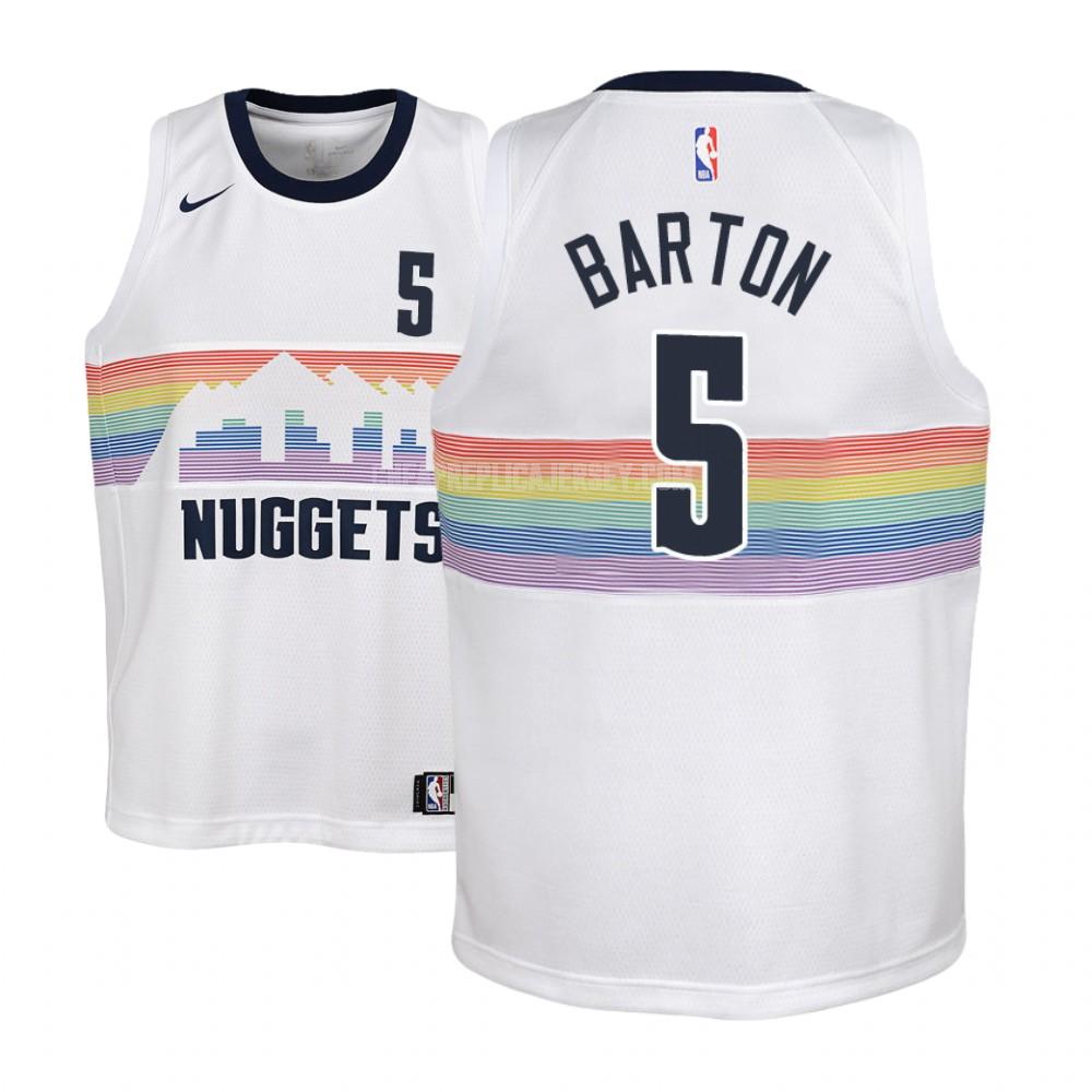 youth denver nuggets wil barton 5 white city edition replica jersey