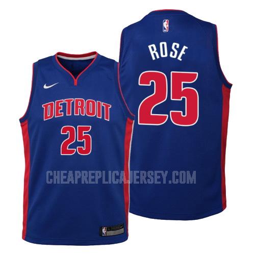 youth detroit pistons derrick rose 25 blue icon replica jersey