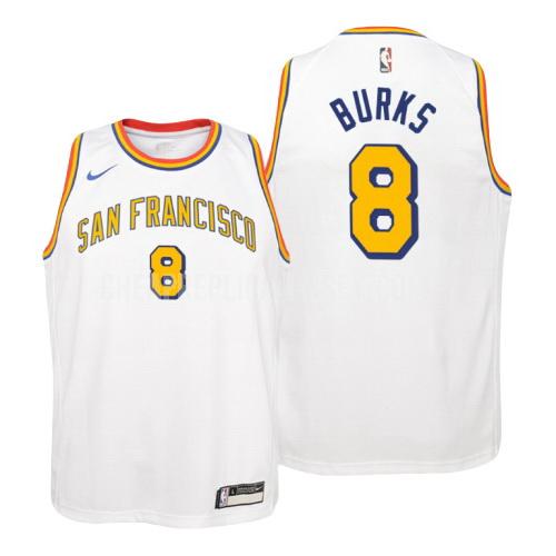 youth golden state warriors alec burks 8 white hardwood classics replica jersey