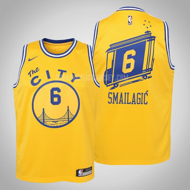 youth golden state warriors alen smailagic 6 yellow hardwood classics replica jersey