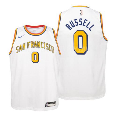 youth golden state warriors d'angelo russell 0 white hardwood classics replica jersey