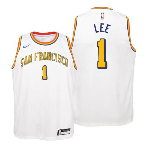 youth golden state warriors damion lee 1 white hardwood classics replica jersey