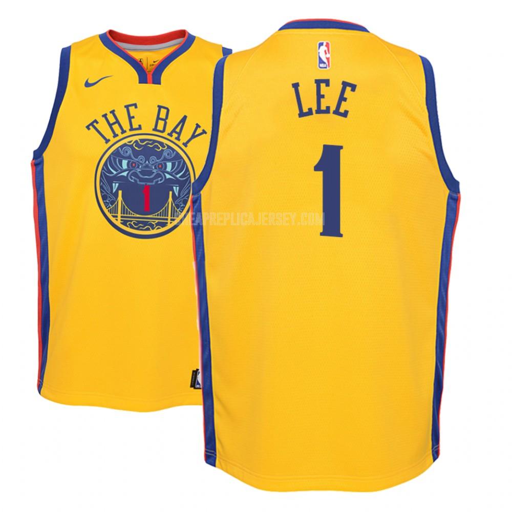 youth golden state warriors damion lee 1 yellow city edition replica jersey