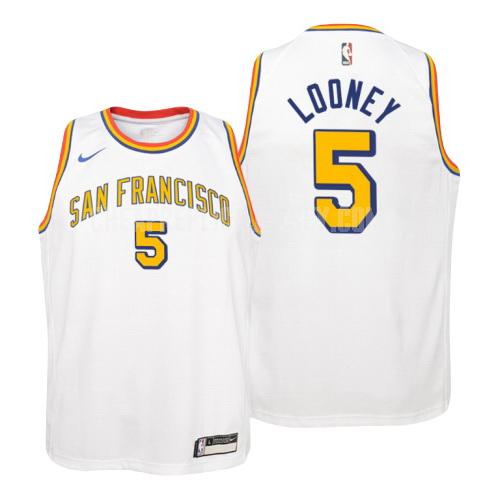 youth golden state warriors kevon looney 5 white hardwood classics replica jersey