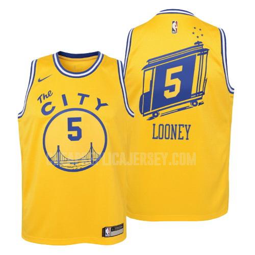 youth golden state warriors kevon looney 5 yellow hardwood classics replica jersey