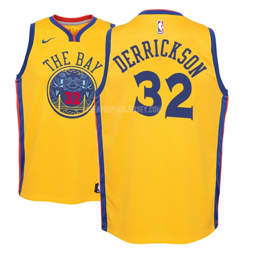 youth golden state warriors marcus derrickson 32 yellow city edition replica jersey