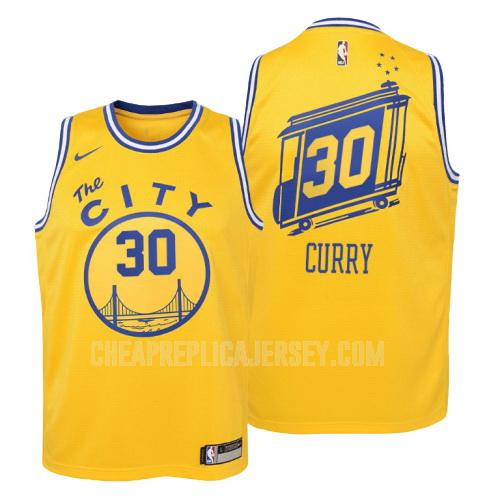 youth golden state warriors stephen curry 30 yellow hardwood classics replica jersey