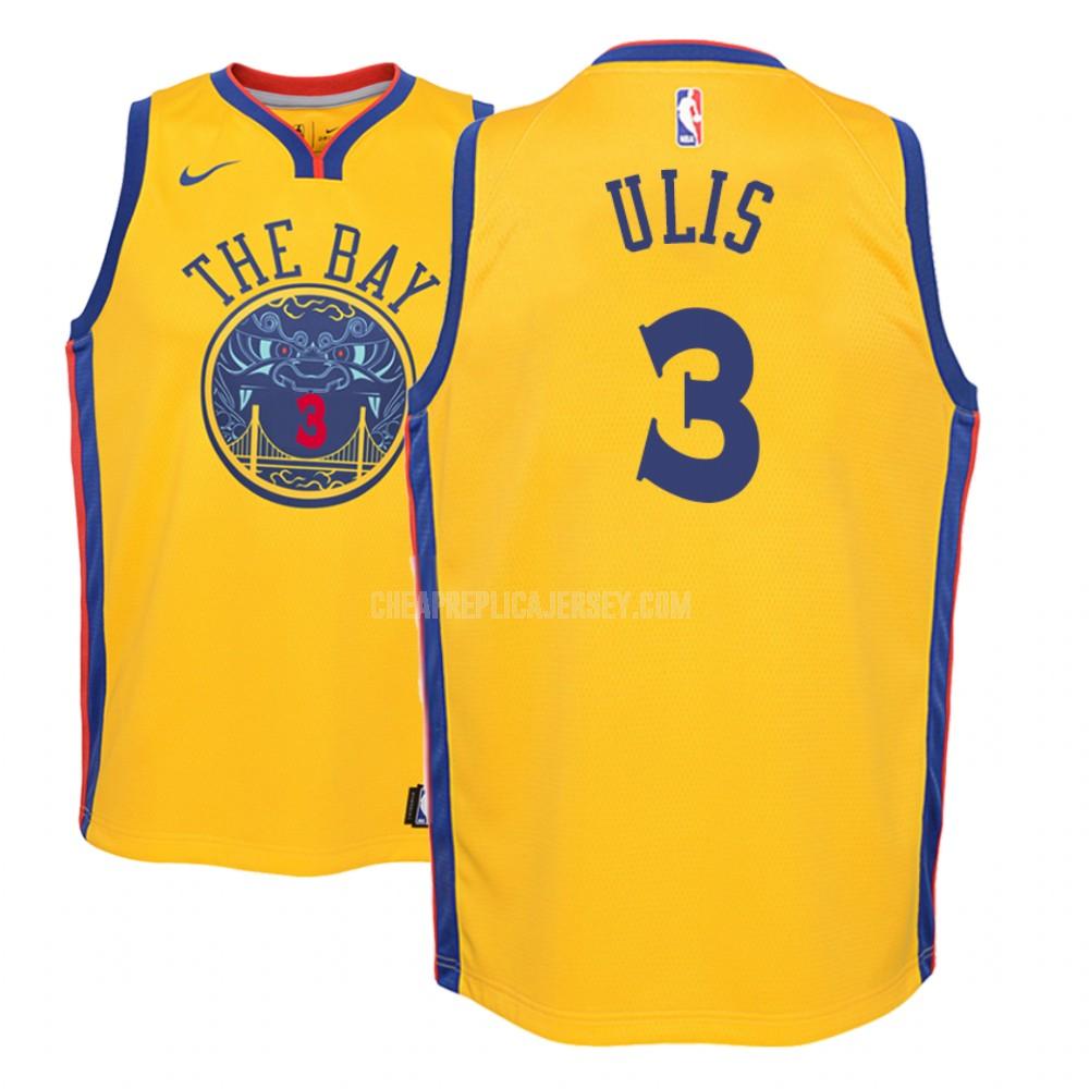 youth golden state warriors tyler ulis 3 yellow city edition replica jersey