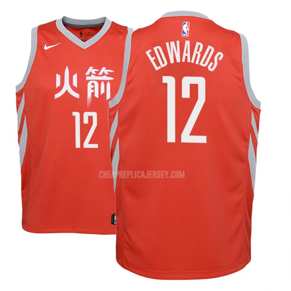 youth houston rockets vincent edwards 12 red city edition replica jersey