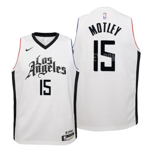 youth los angeles clippers johnathan motley 15 white city edition replica jersey
