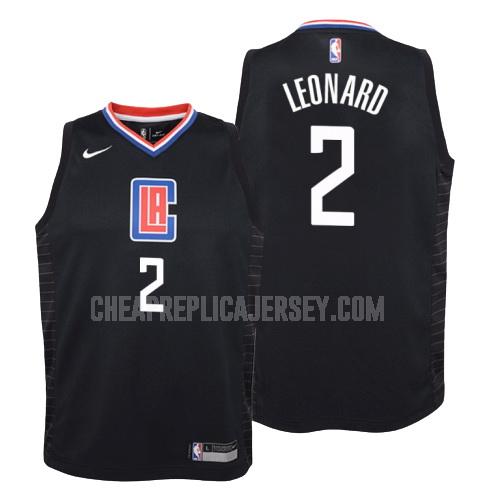 youth los angeles clippers kawhi leonard 2 black statement replica jersey