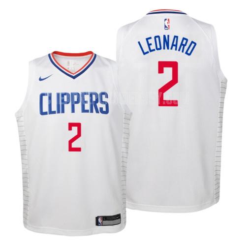 youth los angeles clippers kawhi leonard 2 white association replica jersey