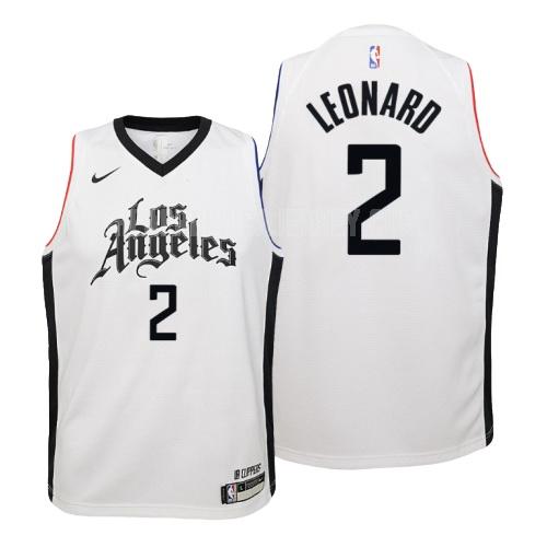 youth los angeles clippers kawhi leonard 2 white city edition replica jersey