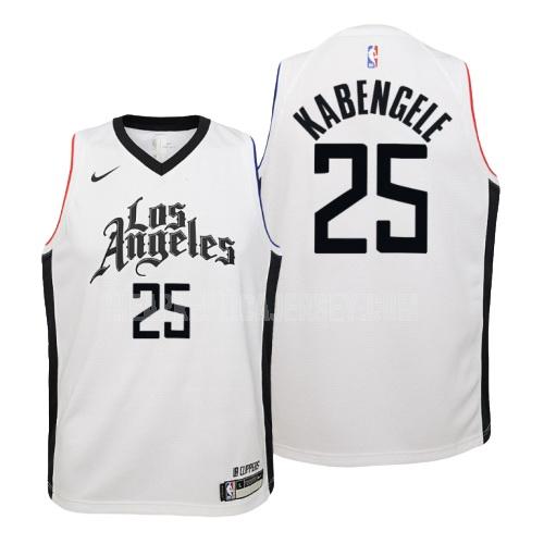 youth los angeles clippers mfiondu kabengele 25 white city edition replica jersey