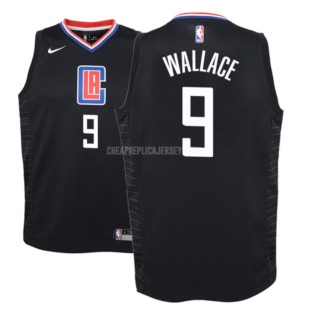 youth los angeles clippers tyrone wallace 9 black statement replica jersey