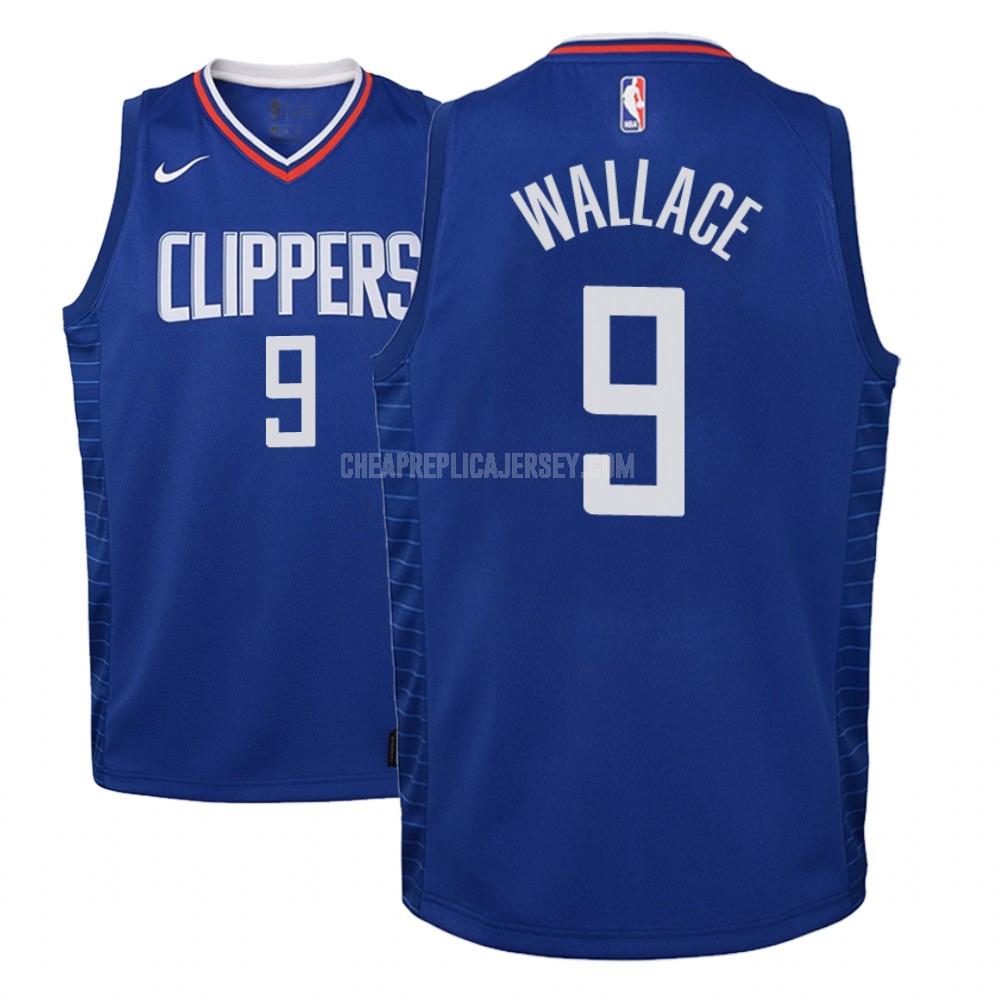 youth los angeles clippers tyrone wallace 9 blue icon replica jersey