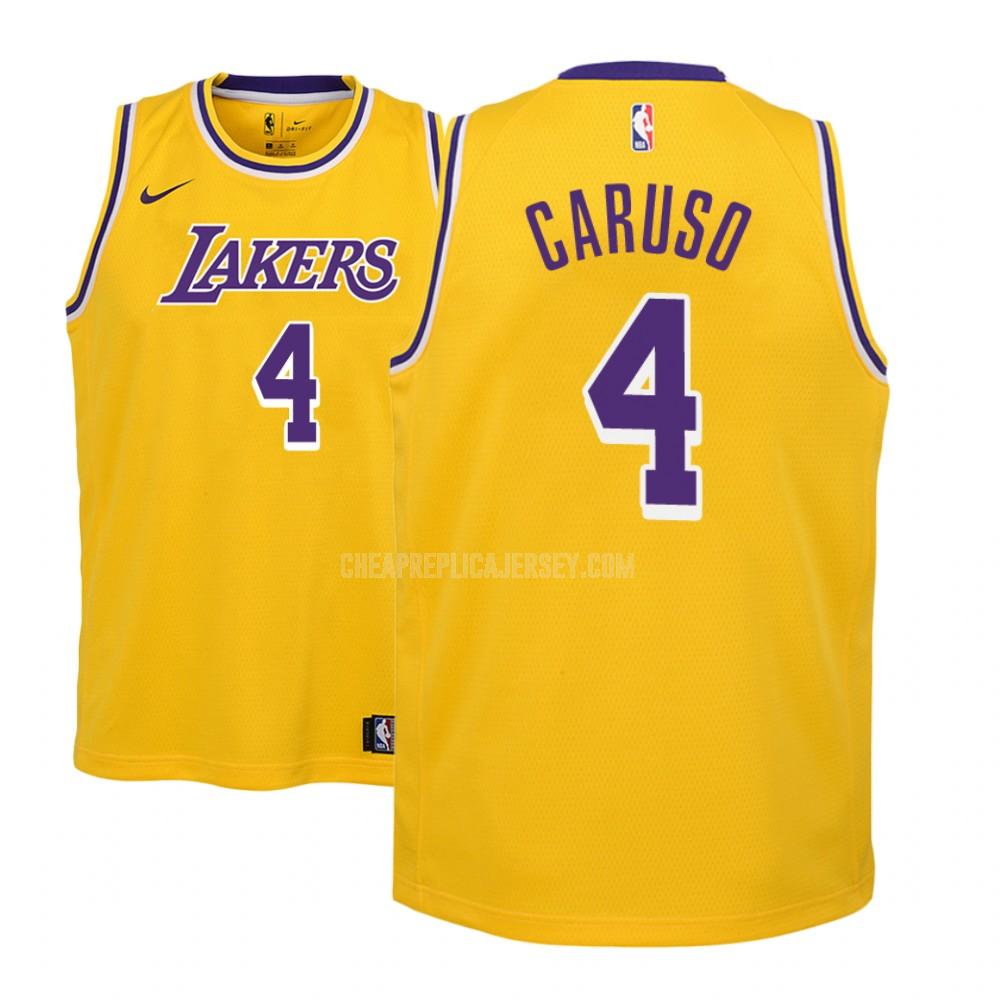 youth los angeles lakers alex caruso 4 yellow icon replica jersey