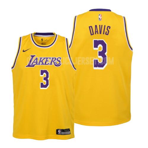 youth los angeles lakers anthony davis 3 yellow icon replica jersey