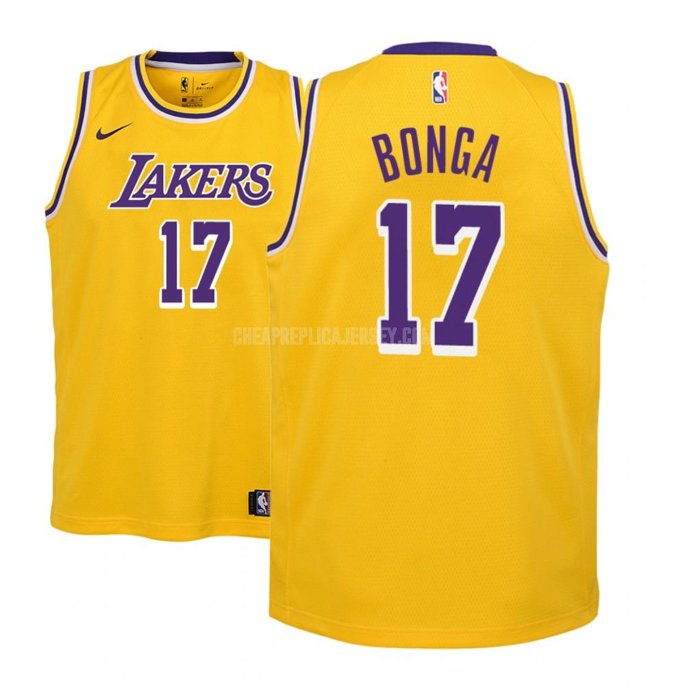 youth los angeles lakers isaac bonga 17 yellow icon replica jersey