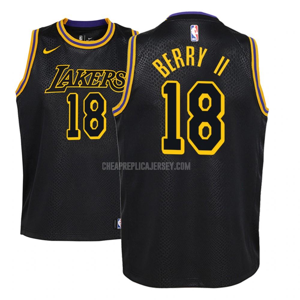 youth los angeles lakers joel berry ii 18 black city edition replica jersey