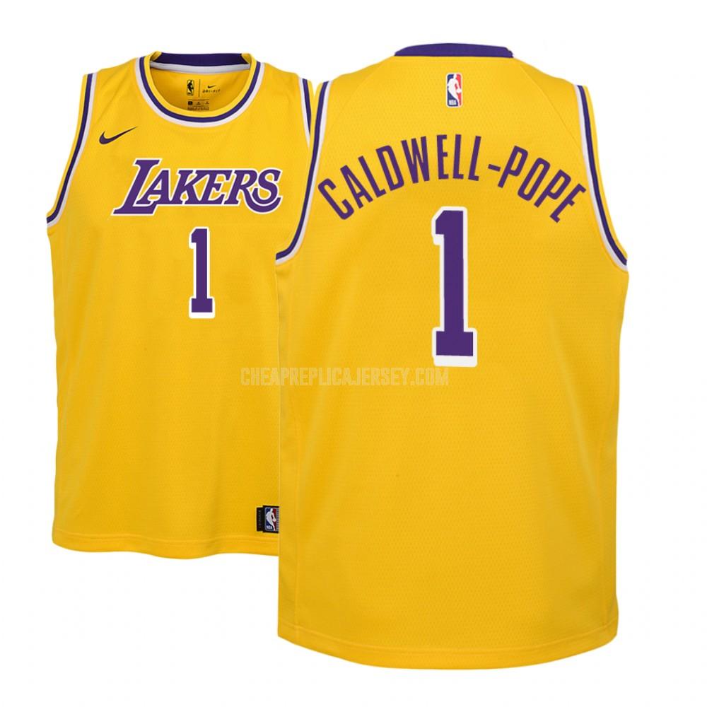 youth los angeles lakers kentavious caldwell-pope 1 yellow icon replica jersey