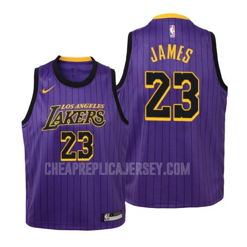 youth los angeles lakers lebron james 23 purple city edition replica jersey