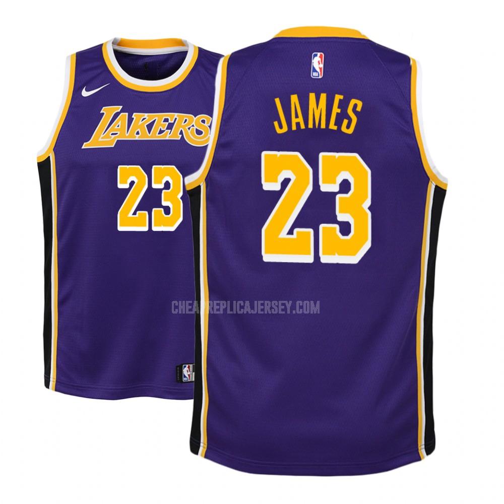 youth los angeles lakers lebron james 23 purple statement replica jersey