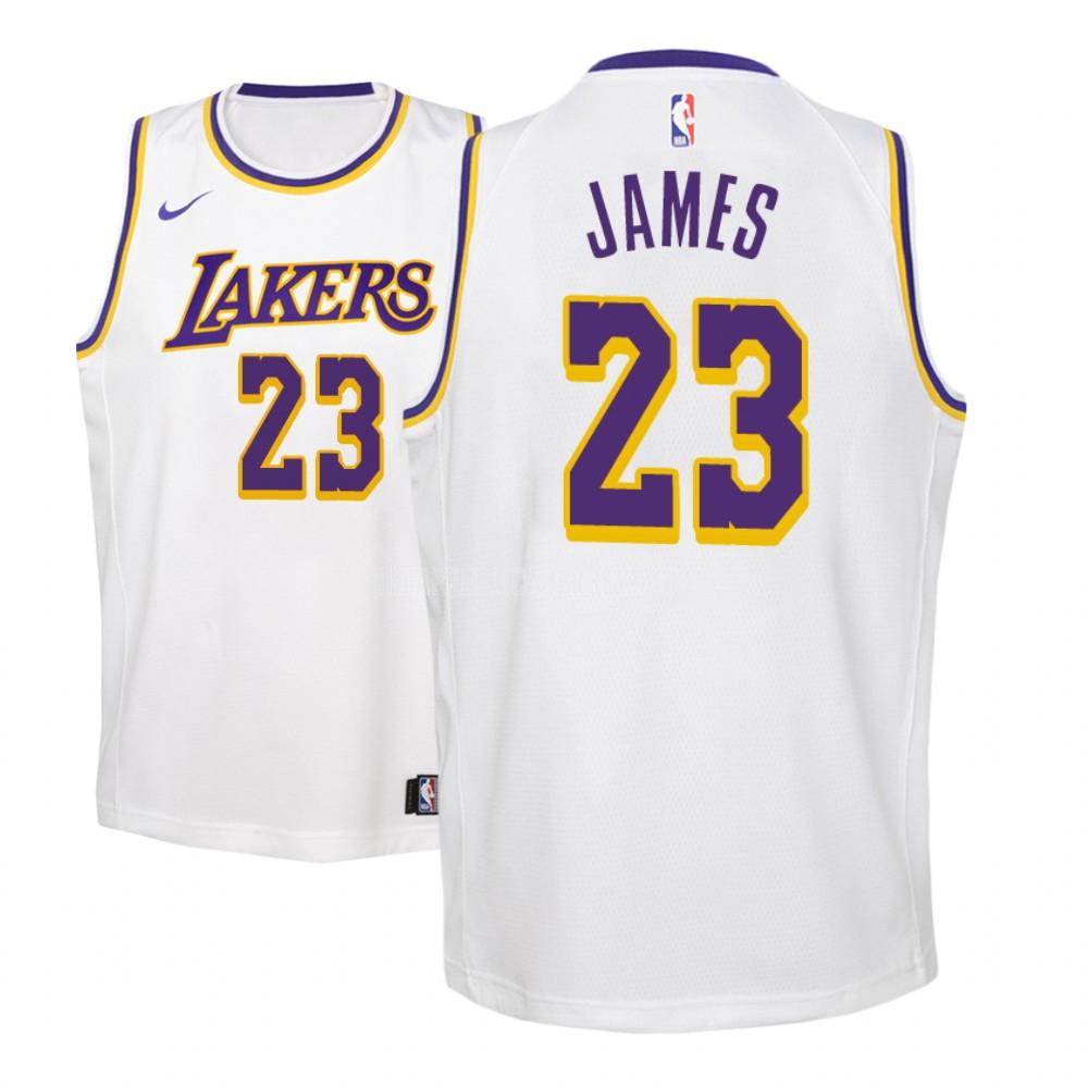youth los angeles lakers lebron james 23 white association replica jersey