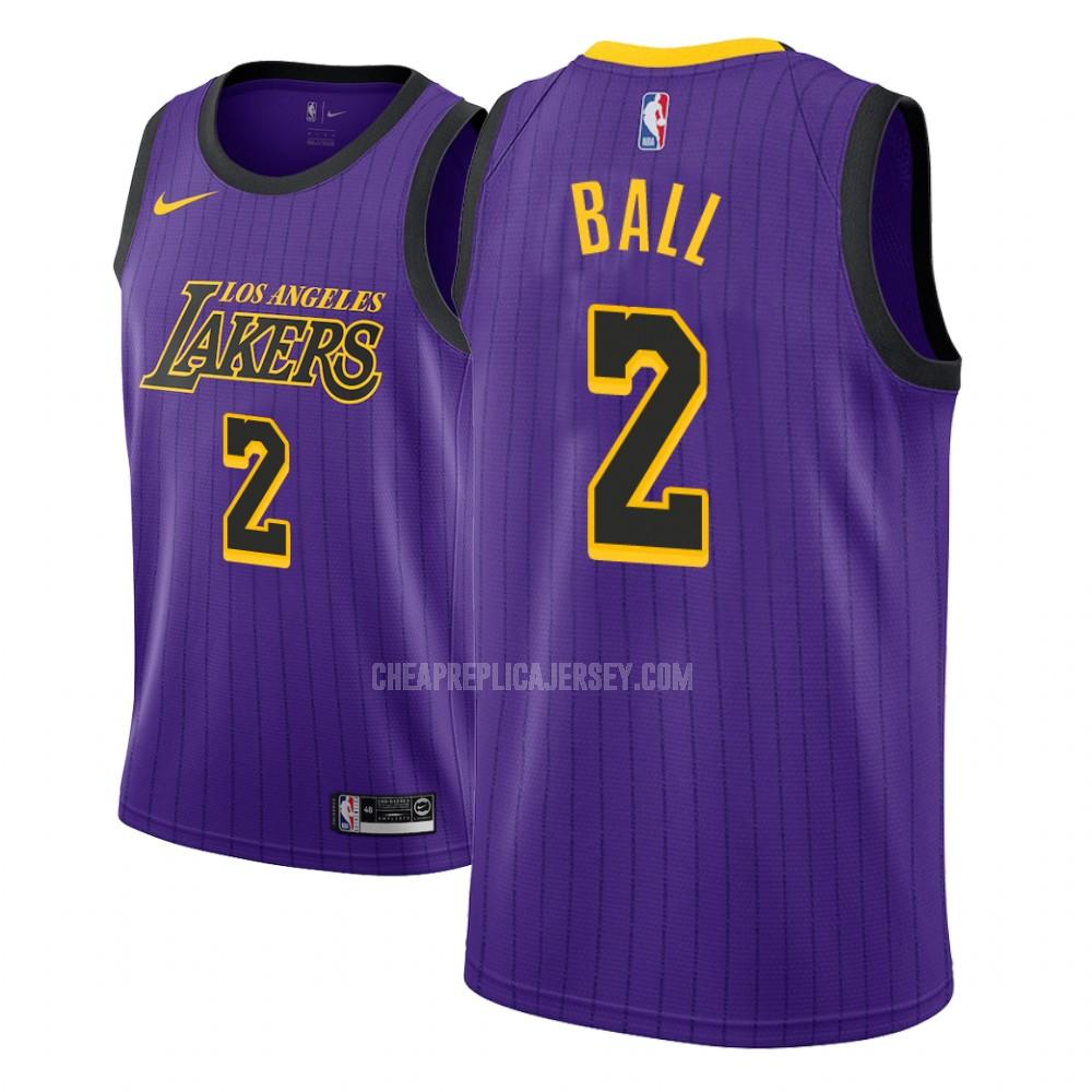 youth los angeles lakers lonzo ball 2 purple city edition replica jersey