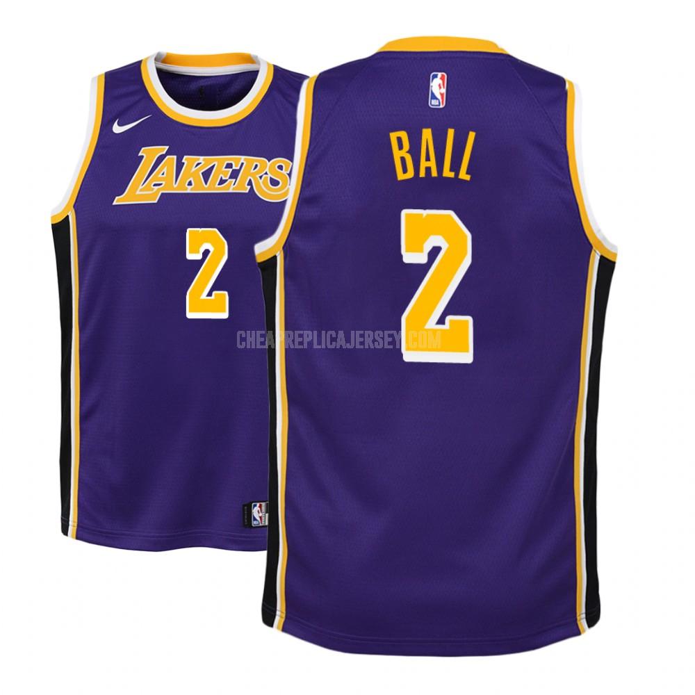 youth los angeles lakers lonzo ball 2 purple statement replica jersey