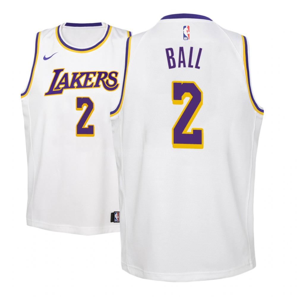 youth los angeles lakers lonzo ball 2 white association replica jersey