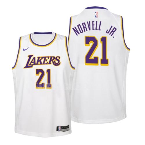 youth los angeles lakers zach norvell jr 21 white association replica jersey