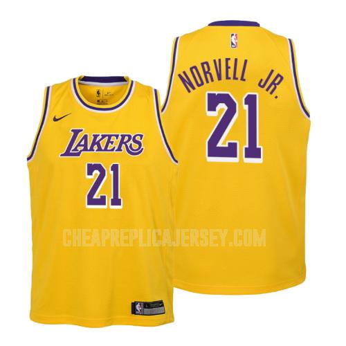 youth los angeles lakers zach norvell jr 21 yellow icon replica jersey