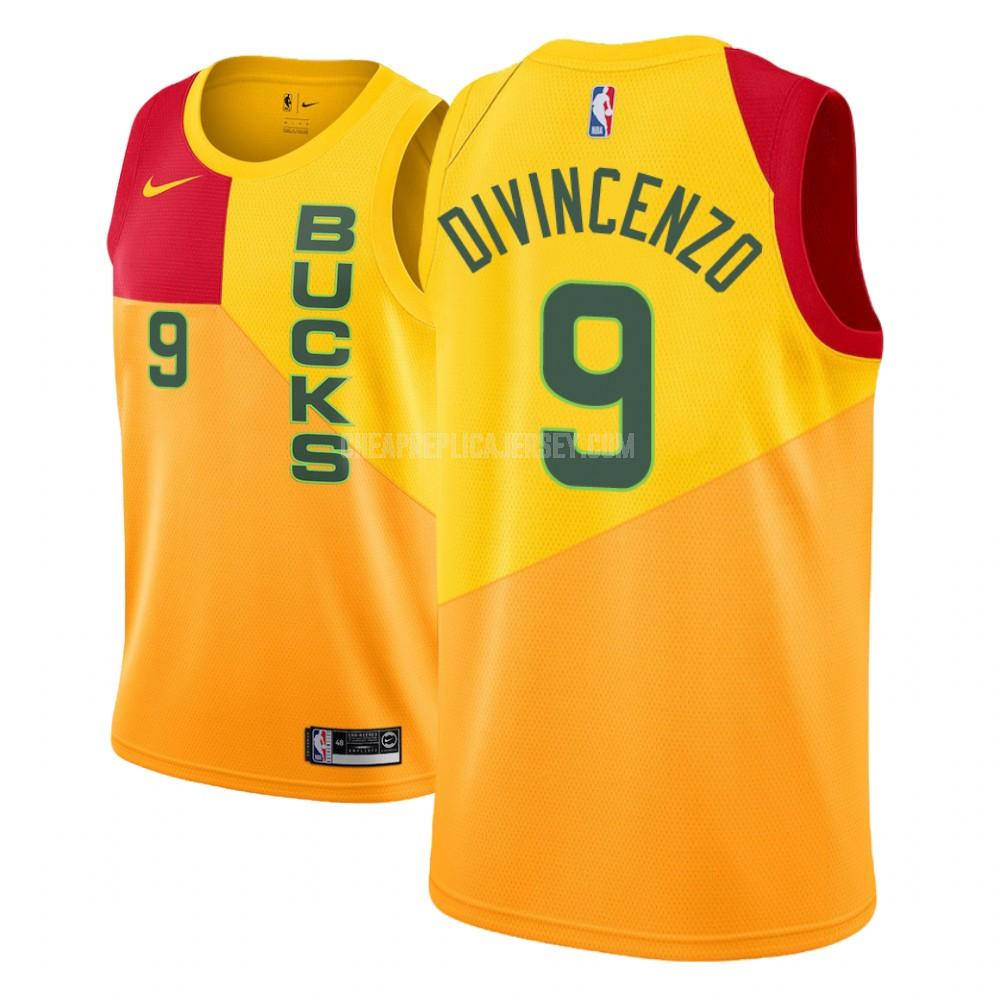 youth milwaukee bucks donte divincenzo 9 yellow city edition replica jersey