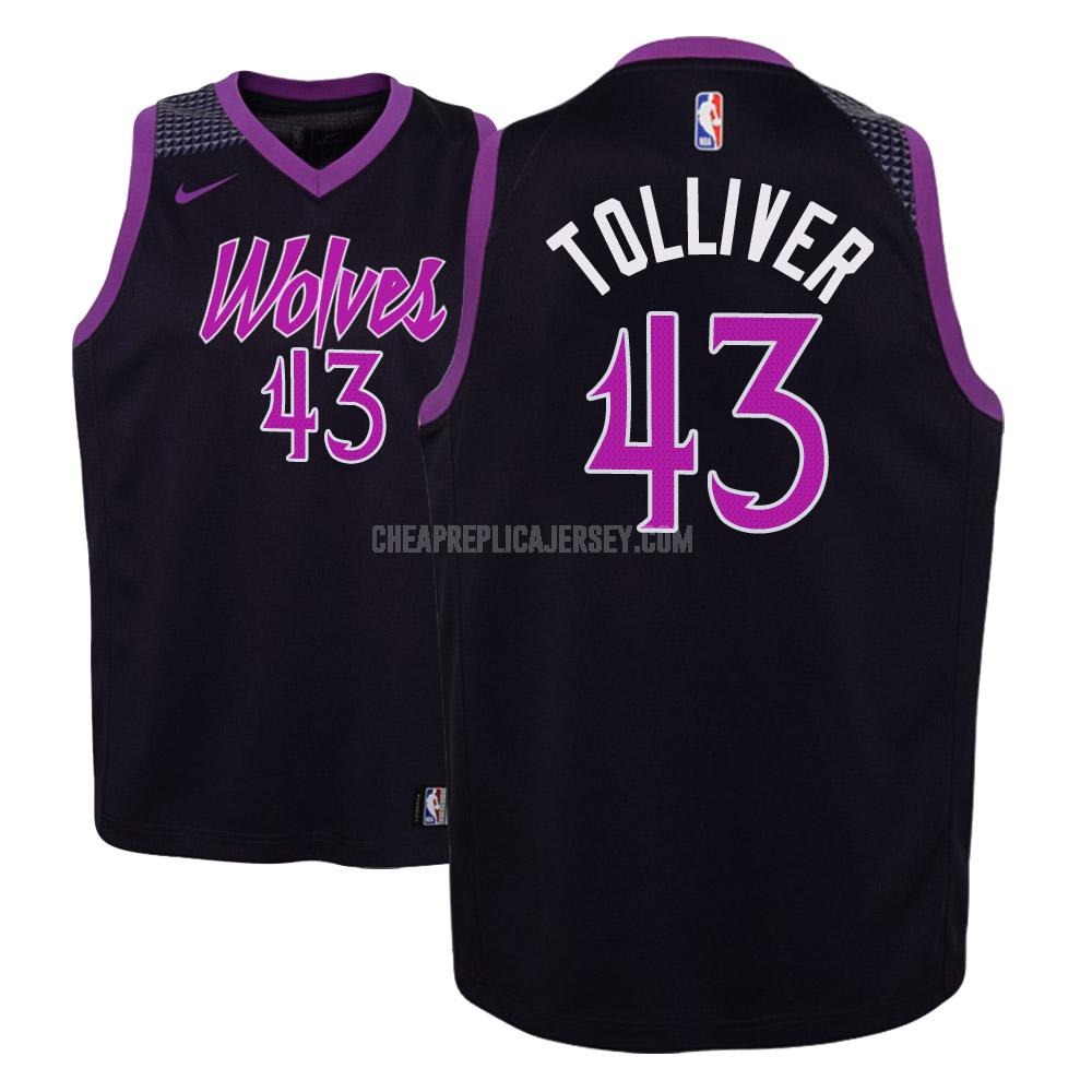 youth minnesota timberwolves anthony tolliver 43 purple city edition replica jersey