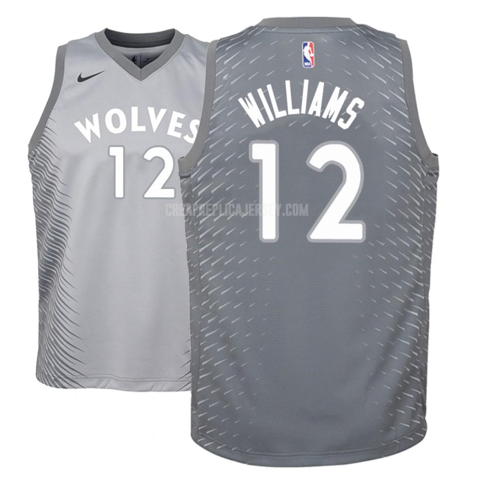 youth minnesota timberwolves cj williams 12 gray city edition replica jersey