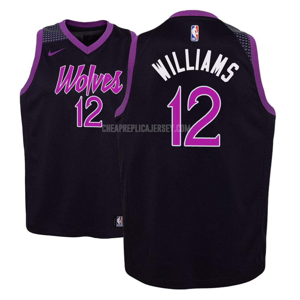 youth minnesota timberwolves cj williams 12 purple city edition replica jersey