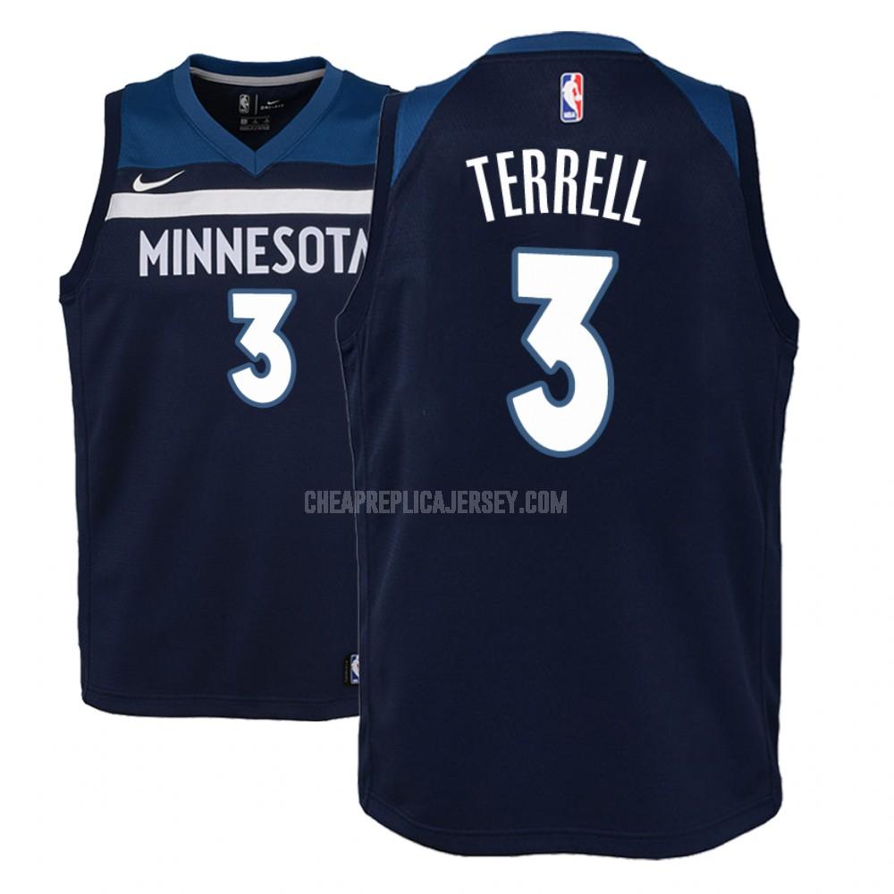 youth minnesota timberwolves jared terrell 3 navy icon replica jersey
