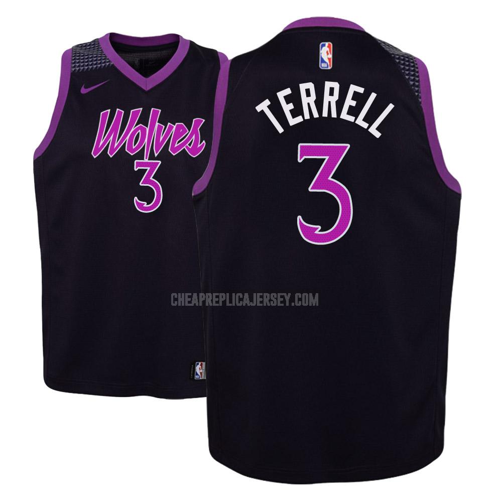 youth minnesota timberwolves jared terrell 3 purple city edition replica jersey