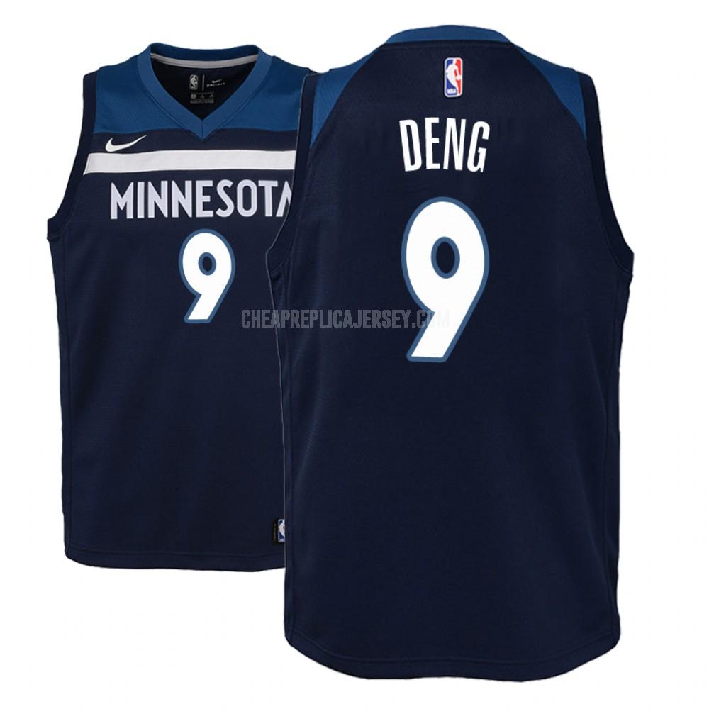 youth minnesota timberwolves luol deng 9 navy icon replica jersey