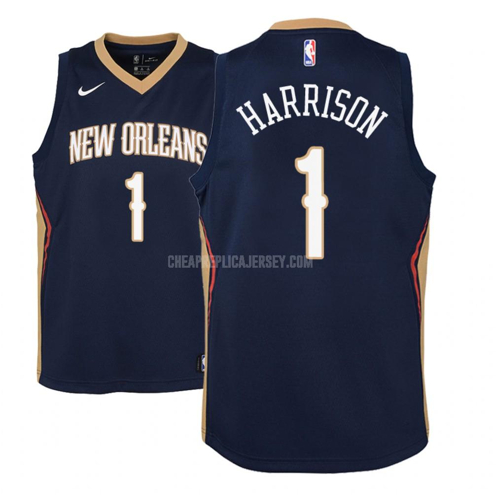 youth new orleans pelicans andrew harrison 1 navy icon replica jersey