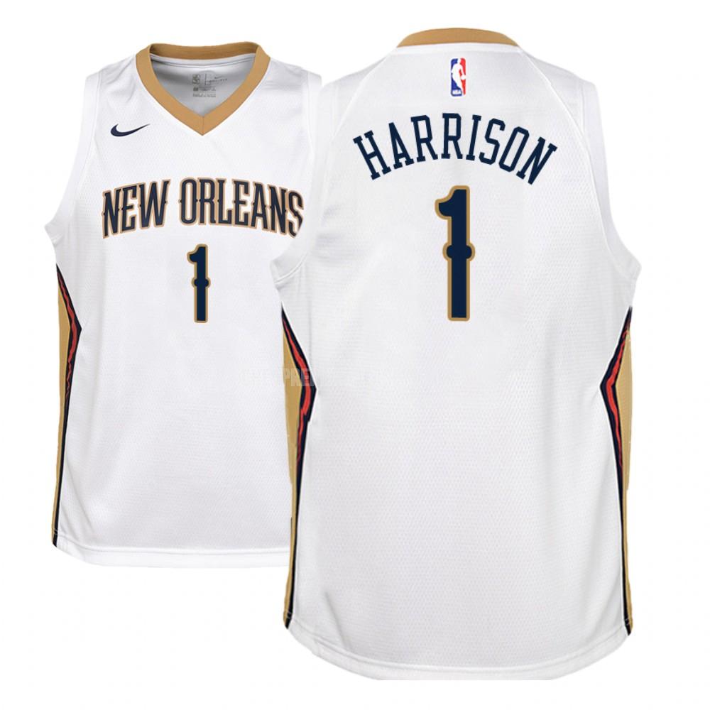 youth new orleans pelicans andrew harrison 1 white association replica jersey