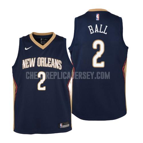 youth new orleans pelicans lonzo ball 2 navy icon replica jersey