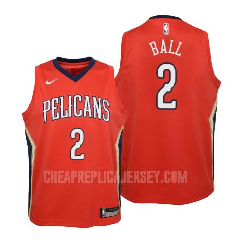 youth new orleans pelicans lonzo ball 2 red statement replica jersey