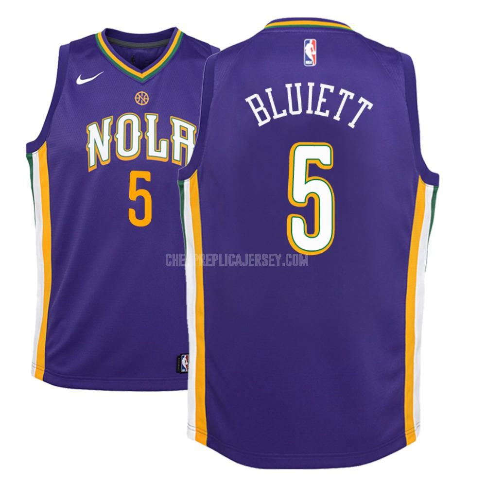 youth new orleans pelicans trevon bluiett 5 purple city edition replica jersey